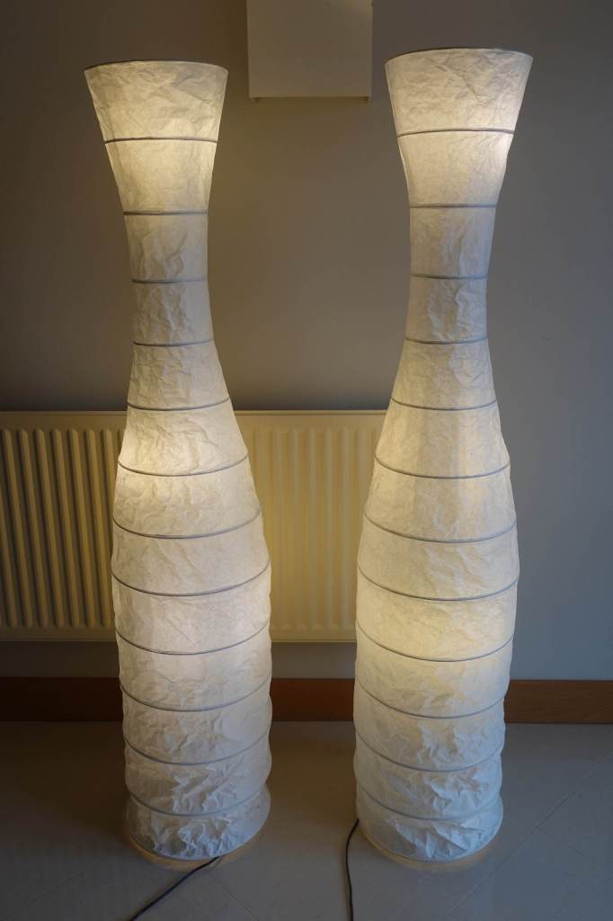 image for 2x Ikea Storm Lights. Floor Standing Rice Paper Circular Round Tall 157cm