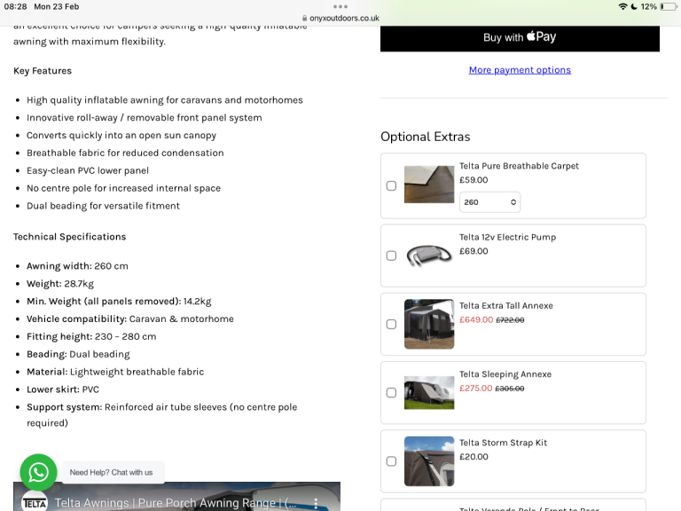 Telta Pure 260 All Season Awning