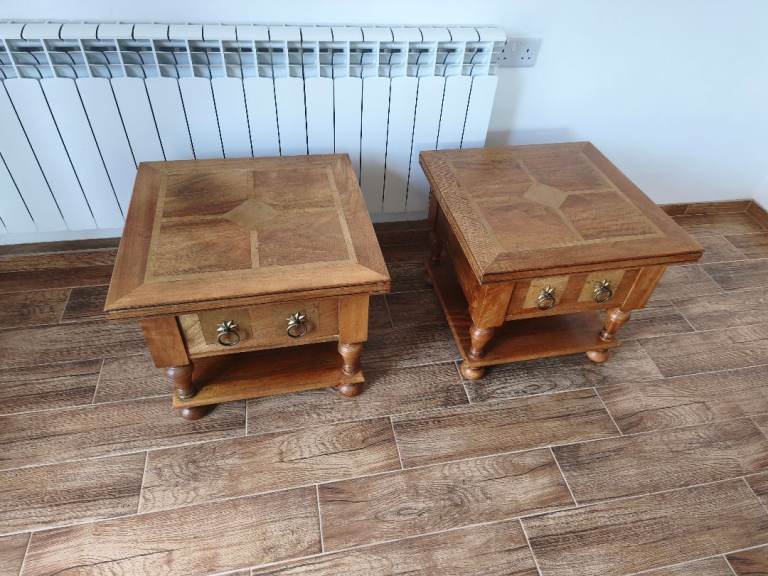 Barkers and Stonehouse Flagstone range pair of mango wood bedside tables in good condition