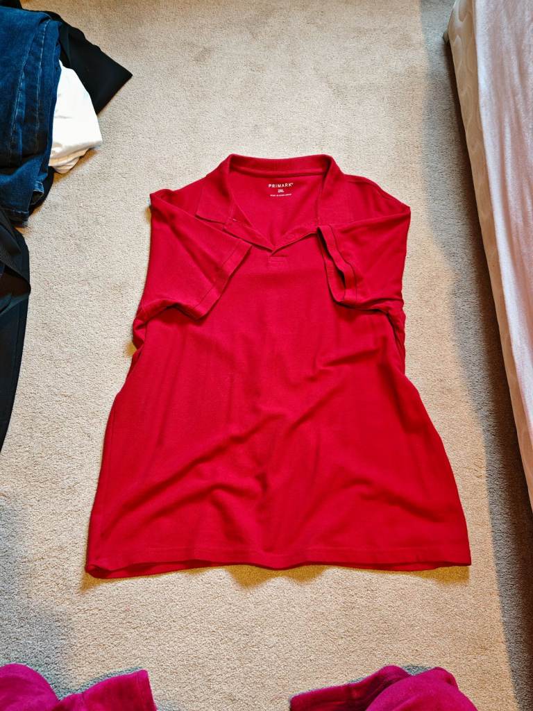 Men's red polo top