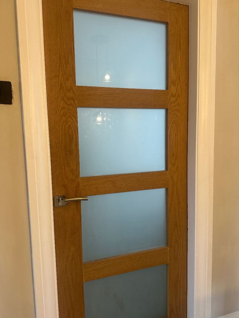 5 x oak glass panel internal doors 