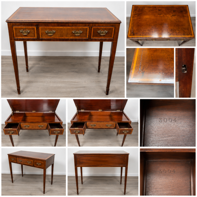 Edwardian Inlaid Mahogany Writing Desk / Dressing Table – Antique