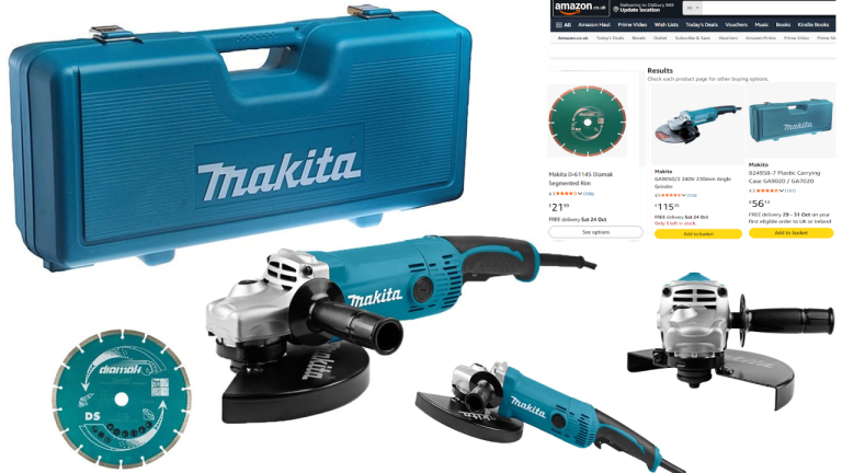 Makita 230mm 9" Angle Grinder 240v UK Mains (Optional: Case / Blades)