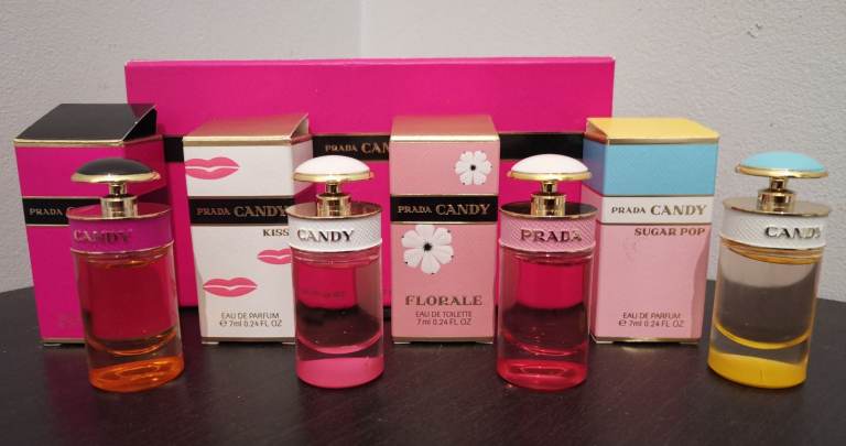 4 x Mini Prada Candy, Kiss, Florale, Sugar Pop 7ml Travel Exclusive Box Set Eau De Parfum - Unused