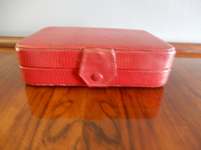 Vintage red leather vanity case 