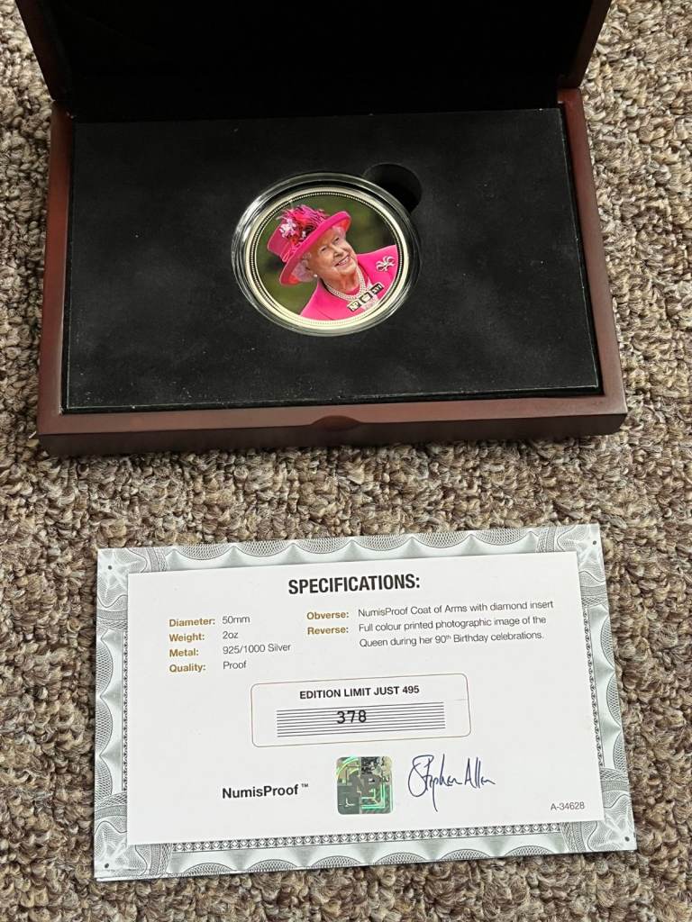 Silver Coin Queen's 90th birthday 2 OZ STERLING SILVER bullion NUMISPROOF WITH CASE and certificate