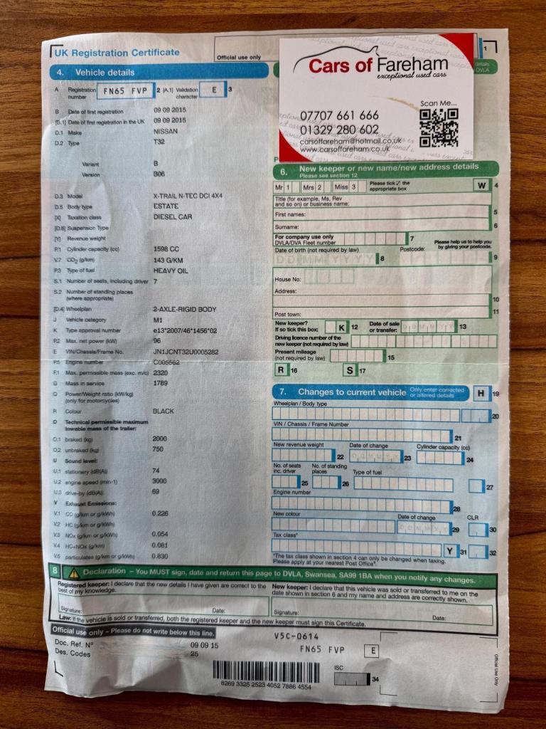 Nissan X-Trail 1.6 dCi N-Tec 4WD Euro 6 5dr (7 SEATER) DIESEL MANUAL 2015/65