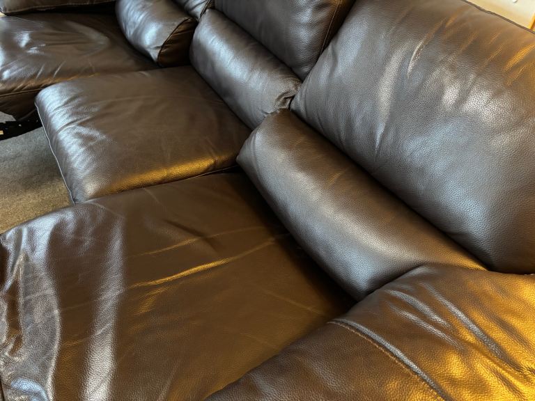 3 Seater Leather Power Recliner Sofa and Footstool Chaise/Corner