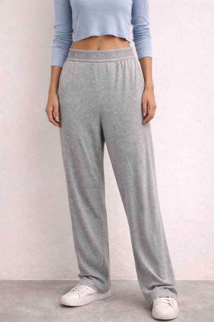 M&S Duvet Days Cotton Modal Wide Leg Lounge Pants Grey - UK 12 New Without Tags