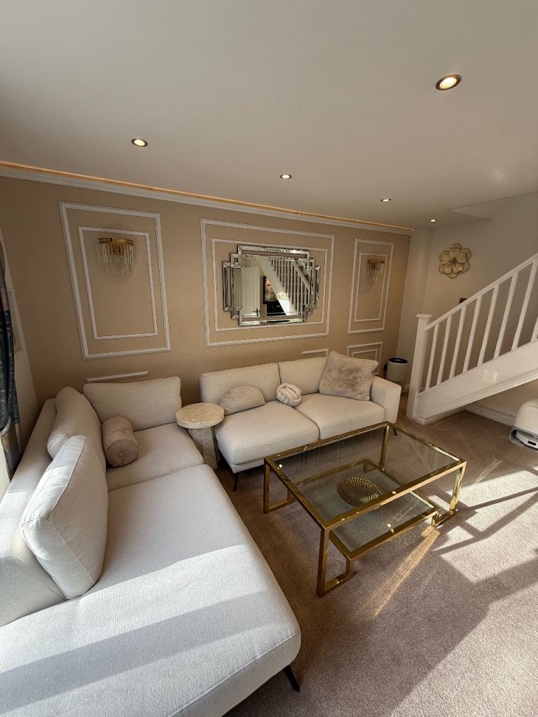 DFS Lina Coffee Table - Champagne Gold & Glass - Excellent Condition