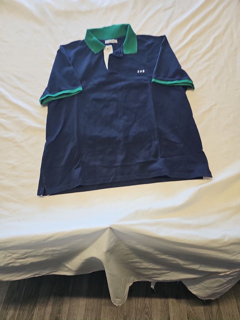 J. Hart & Bros. Navy Blue & Green Contrast Polo Shirt XL BB934