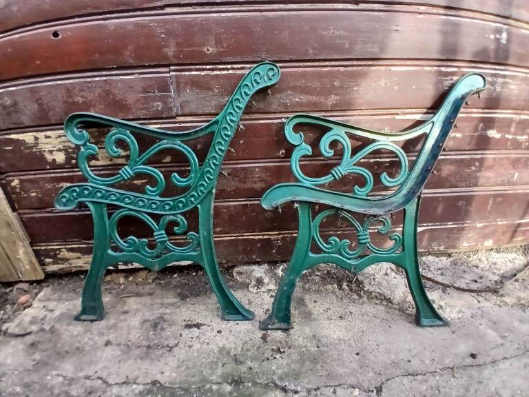 Antique Cast Iron Decorative Bench Ends