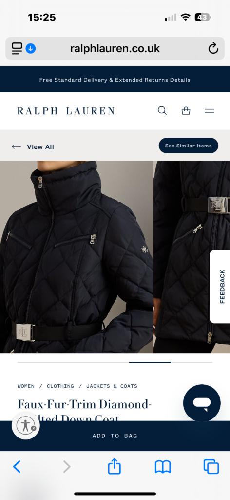 Ralph Lauren quilted down coat