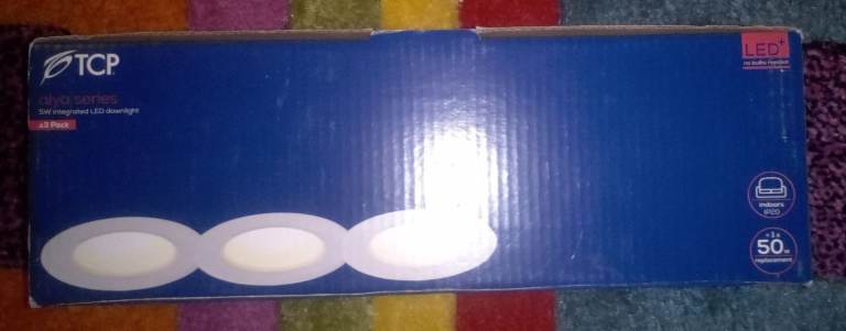 NEW INDOOR LED DOWNLIGHTS, WHITE, 220-240 VAC. 3-OFF