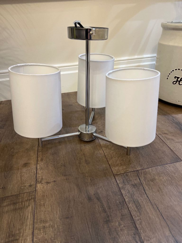 Brand new centre light fitting chrome and white shades