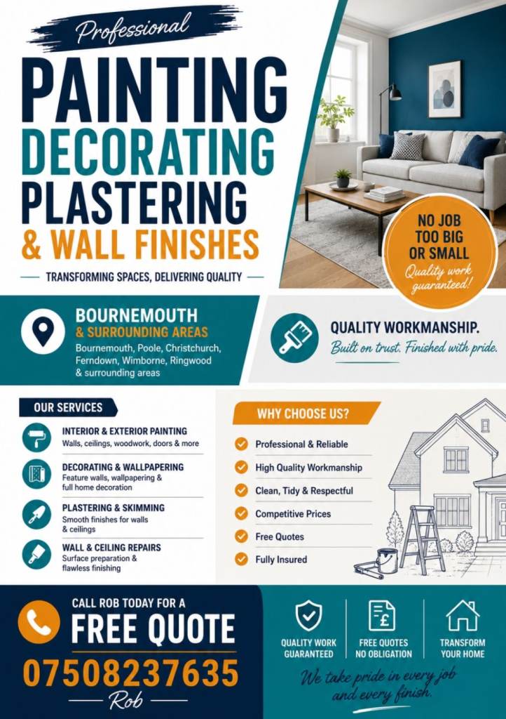 PROFESSIONAL PAINTING, DECORATING & PLASTERING SERVICES