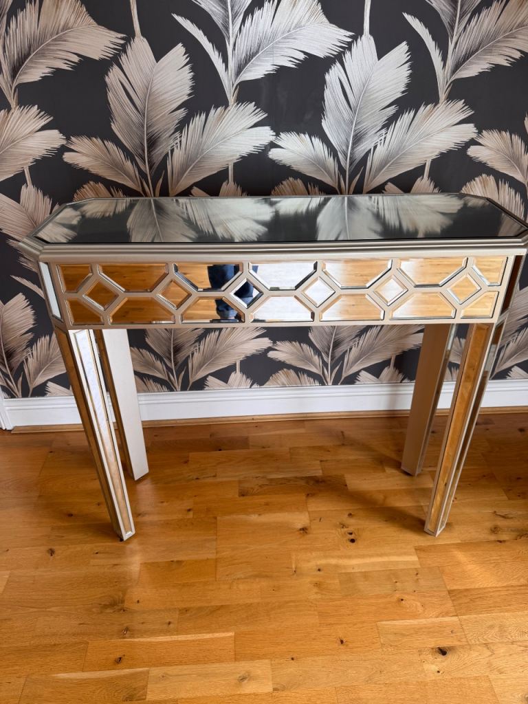 Mirrored Console Table - Silver, Good Condition