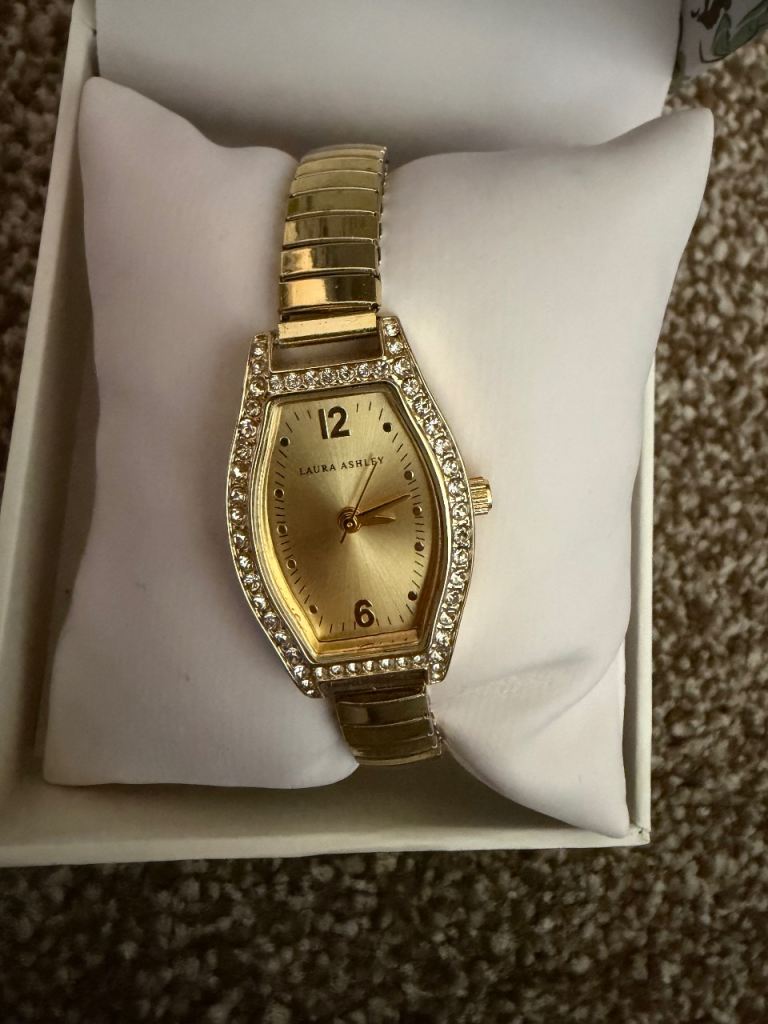Laura Ashley Gold Crystal Bezel Bracelet Watch 