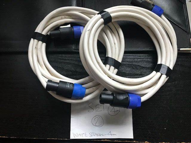 SPEAKER CABLES x 2 USED - PAIR 4metre SPEAKON PLUG TO SPEAKON PLUG- £20