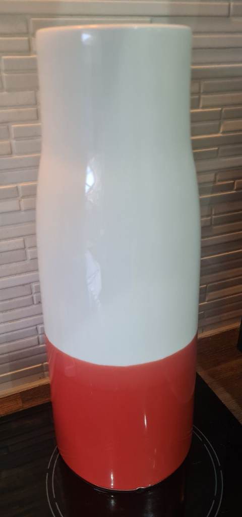 Bedeck  ceramic vase 13 inches teracotta and white 