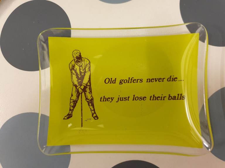 Golfer glass trinket dish (HUMOUR)
