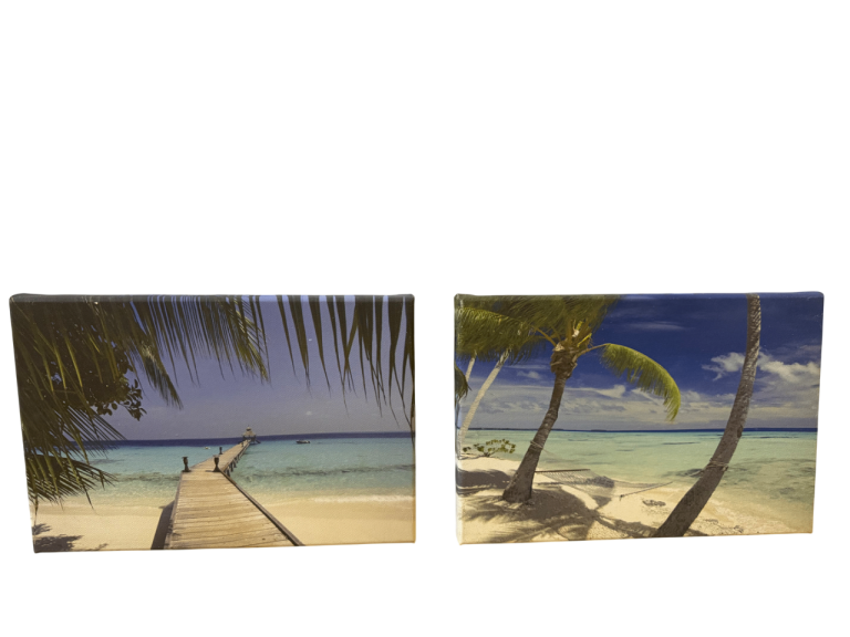 CANVAS ART PRINT BLUE WAVE (2-PIECE) - MARITIME LANDSCAPE IN SUMMER SUN RAYS