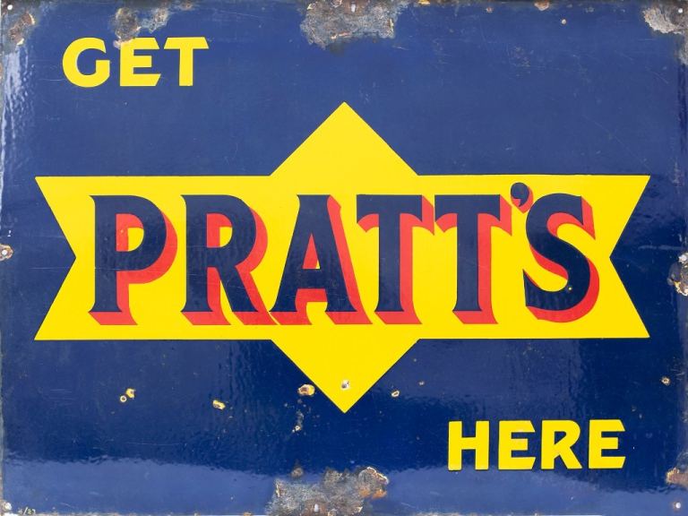 Pratt's - Get Pratt's Here reproduction sign - large 80x60cm (A1) REPRODUCTION of an old enamel sign
