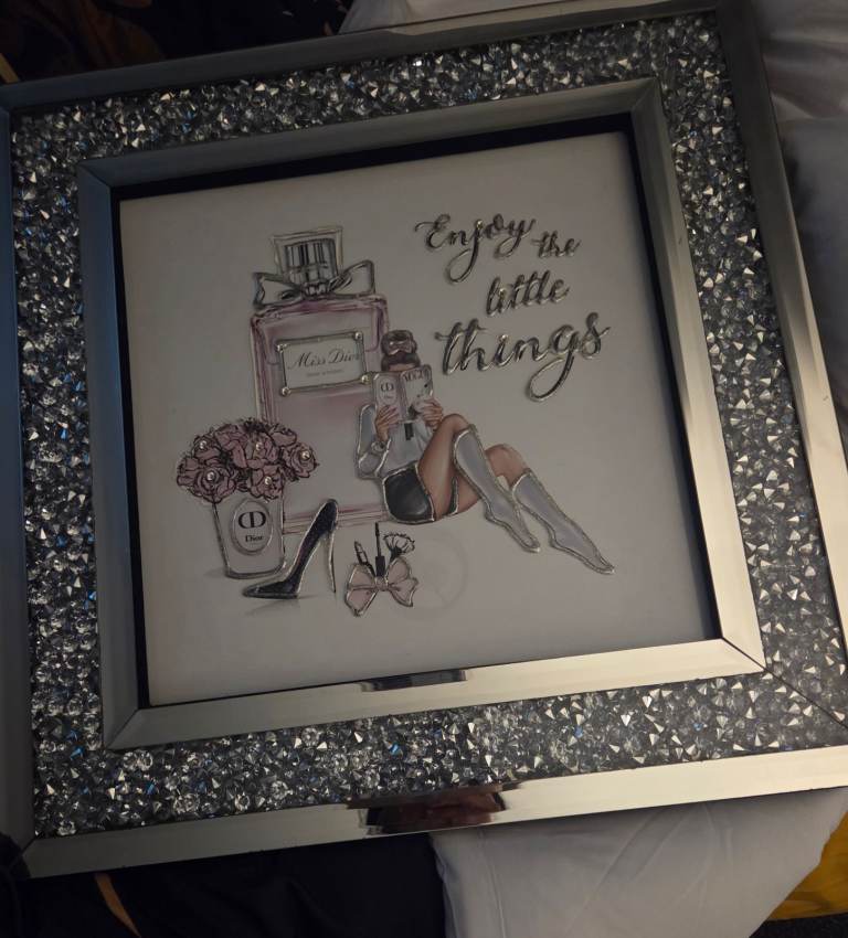 Sparkly Framed Wall Art – Silver Frame, As Good As New