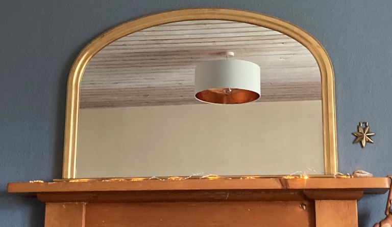 Gold framed large over mantle/ fireplace mirror 