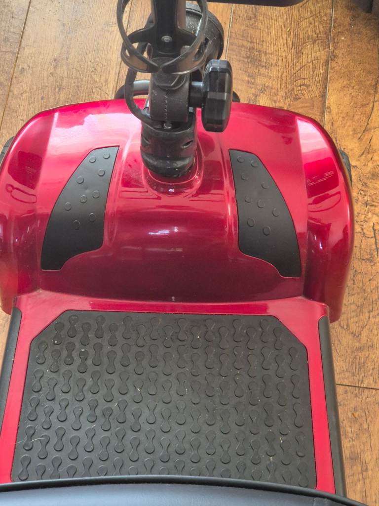Red Foldable Mobility Scooter with Basket