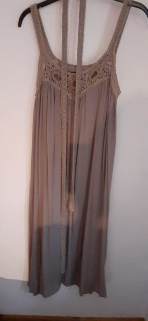 Women's Brown Crochet Detail Summer Dress – Good Condition