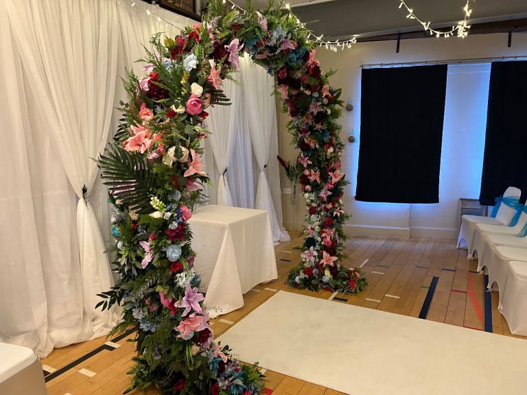 2.4 metre Double Gold Solid Moon Gate Arch Fully Decorated