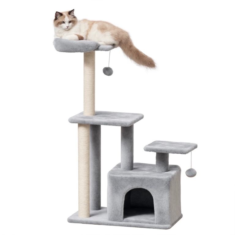 Brand new New PawHut 114cm Cat Tree w/ Condo - Light Grey