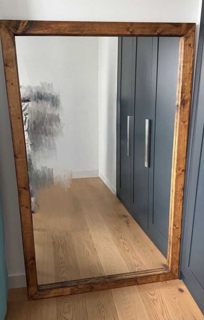 Extra large rustic statement wooden mirror