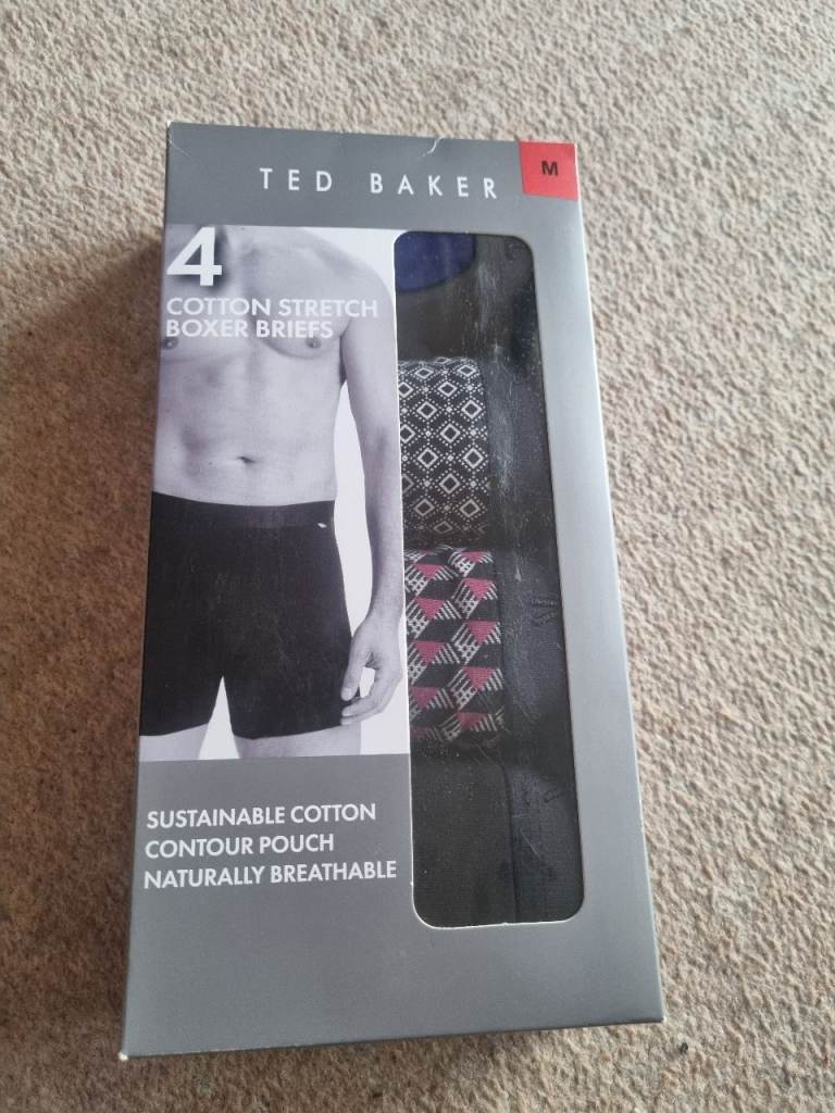 Ted Baker Men's Cotton Stretch Boxer Briefs - 4 Pack, Black