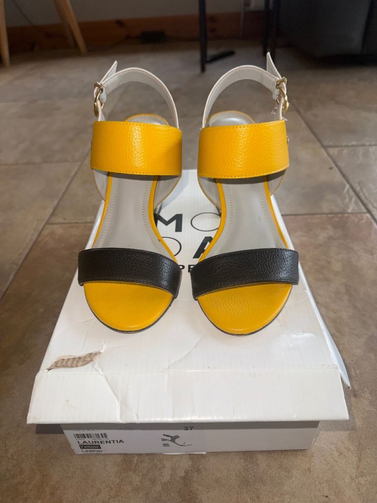 Moda in Pelle Laurentia Leather Sandals – Yellow, Size 37 (UK 4)