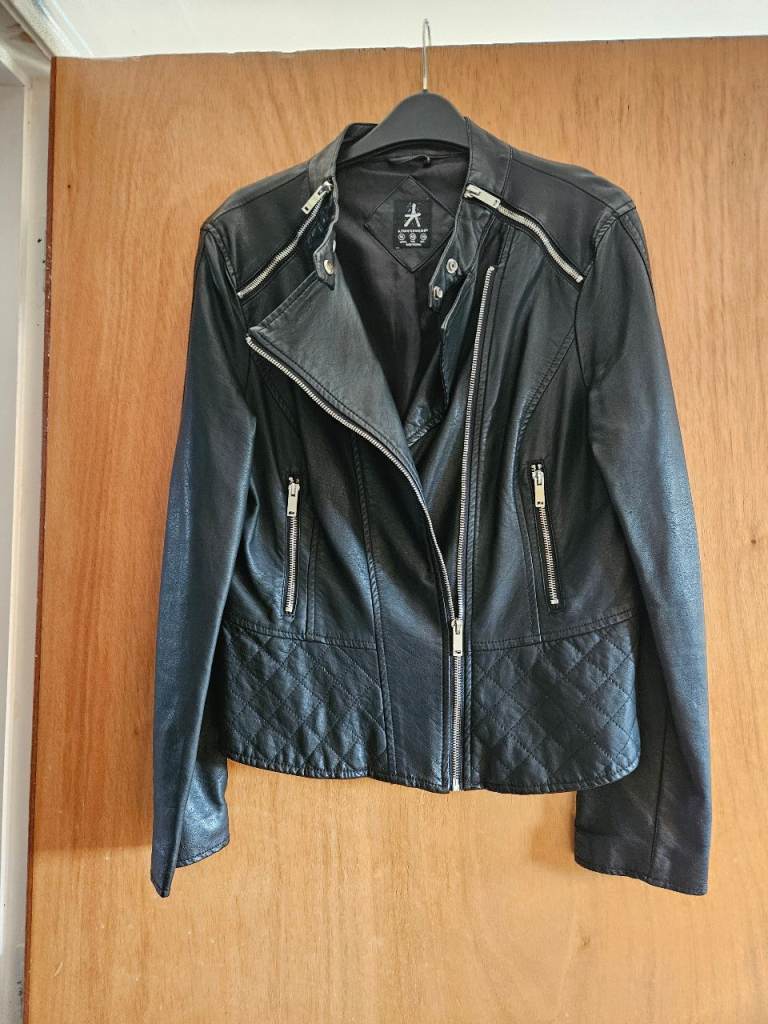Ladies faux leather black biker jacket £10