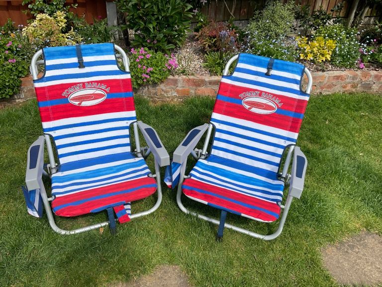Pair of beach garden loungers