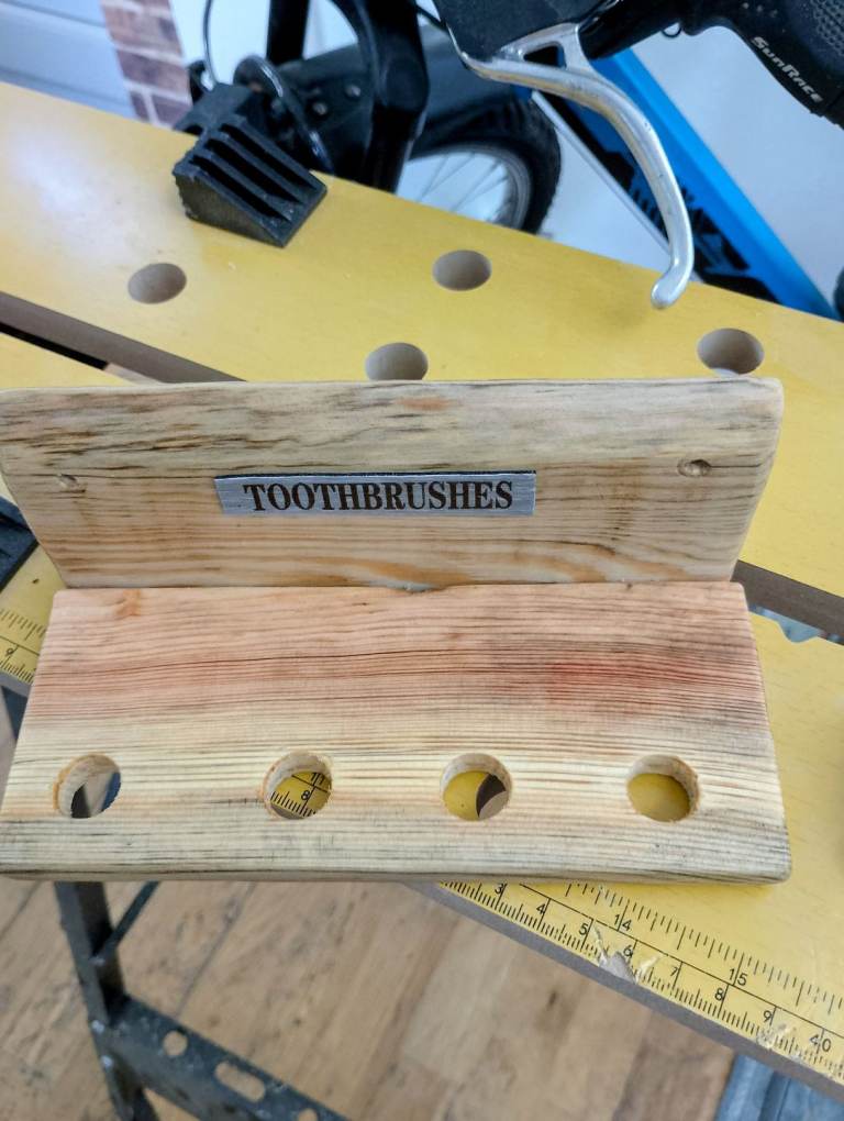 Handmade wooden toothbrush holder 