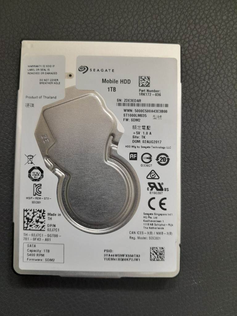 1 TB Seagate SATA Laptop Hard Drive