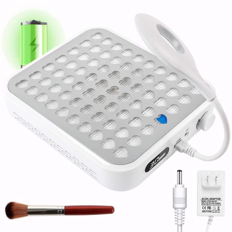 ANGNYA Nail Dust Collector with Lamp Rechargeable Vacuum Fan – Powerful Brushless for Salon Use