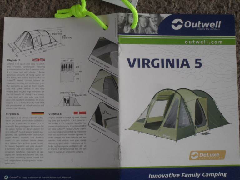 Outwell Virginia 5 Person Tent including additional Foot print ground sheet