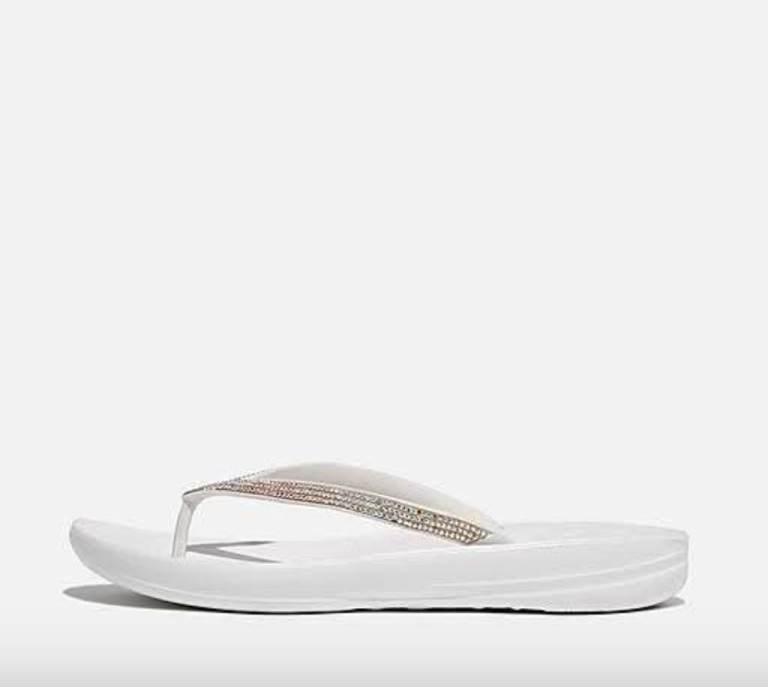 FITFLOP IQUSHION Sparkle Ergonomic Flip-Flops, Urban White, UK 5 & 6