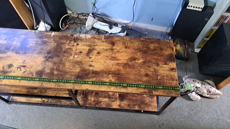 Industrial Style Wooden TV Unit / Console Table – Good Condition