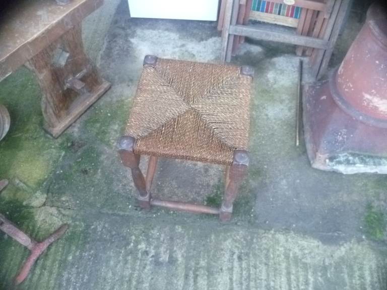 Vintage Foot stool Rattan Woven 