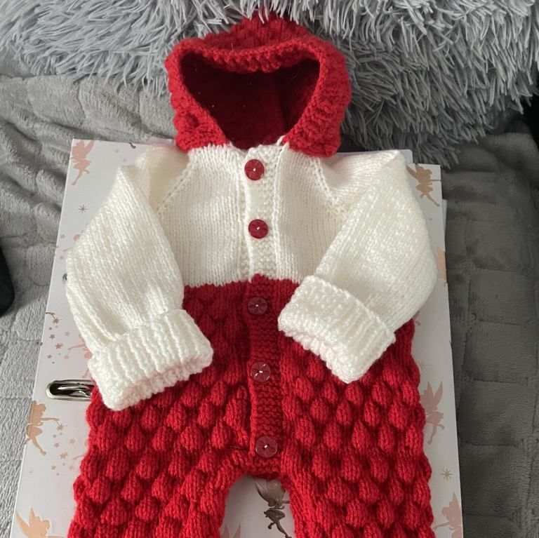 hand knitted romper suits 0-3 mths 