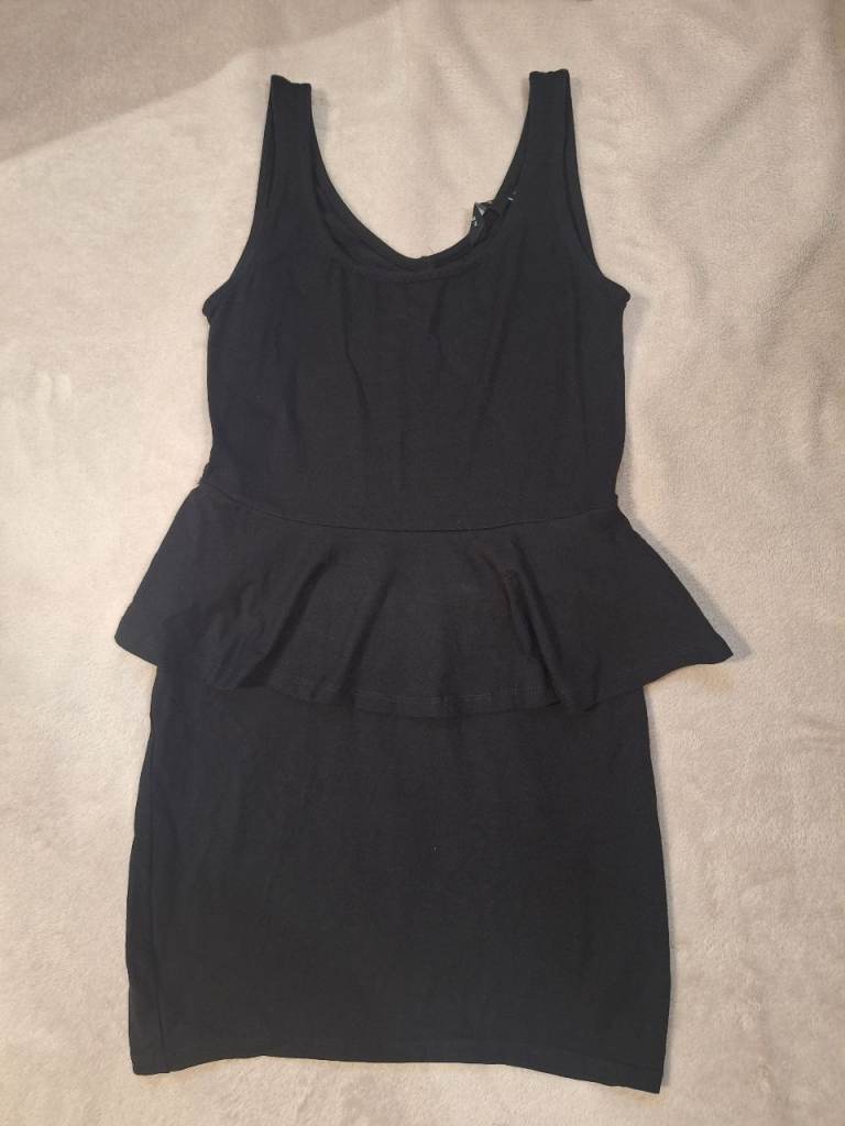 Black Peplum Dress New Look Size 10