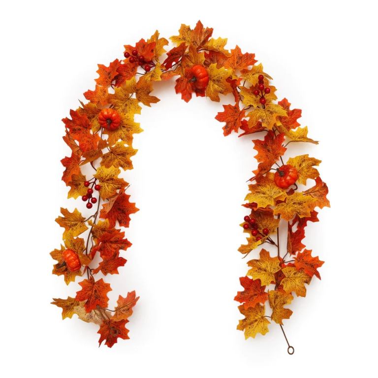 Artificial 5.6 ft maple leaf garland set of 4