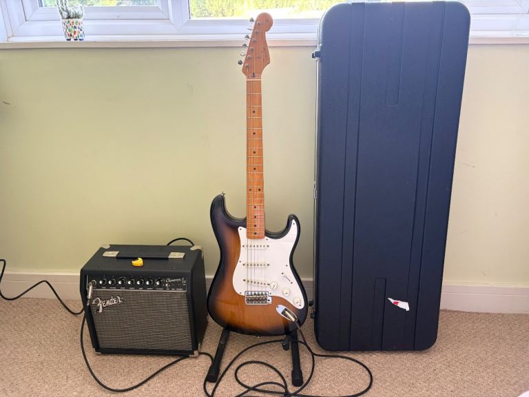 Fender Stratocaster Electric Guitar with Amp & Hard Case