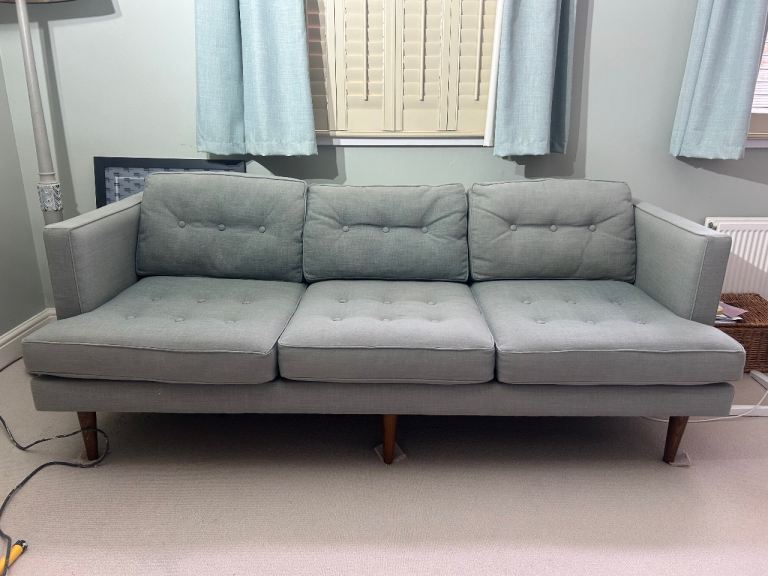 Light blue Fabric 3-Seater Sofa – Good Condition